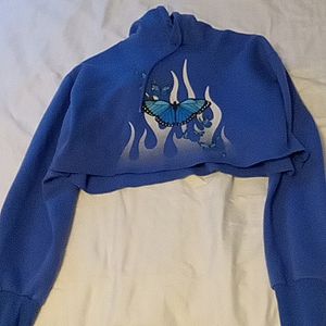 Blue hoodie with butterfly